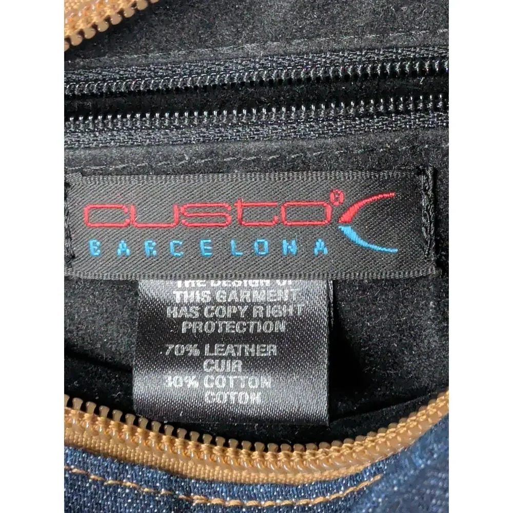Vintage Y2K Custo Barcelona Graphic Art Leather Denim Handbag